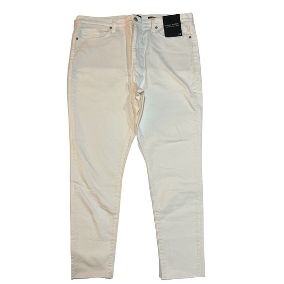 NWT BANANA REPUBLIC High Rise Skinny Ankle Jeans Sz 34 White Stretch #668482 - Picture 1 of 7